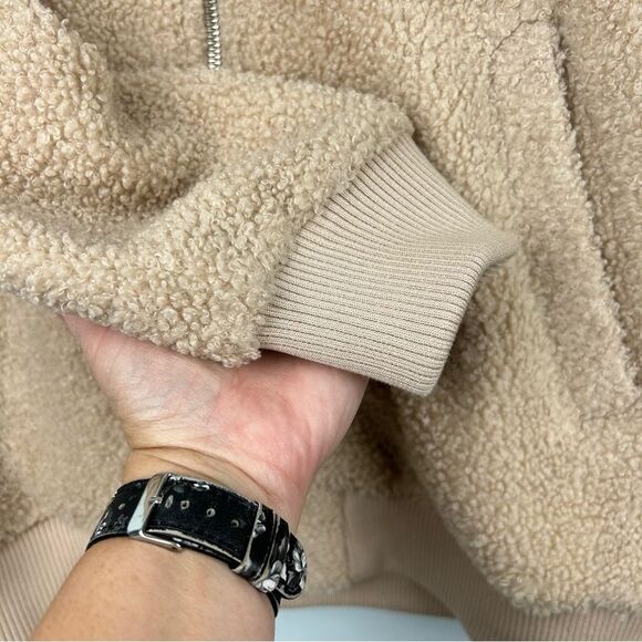 Avec Les Filles Sherpa Jacket Fuzzy Furry Warm Full Zip Tan Women’s Sz S - Picture 12 of 16